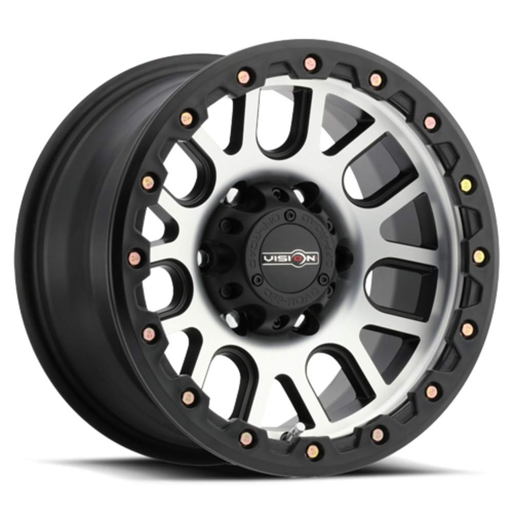 Black VISION OFF-ROAD NEMESIS Wheel with Matte MACHINED FACE (0 x 9. inches /6 x 135 mm, 0 mm Offset)