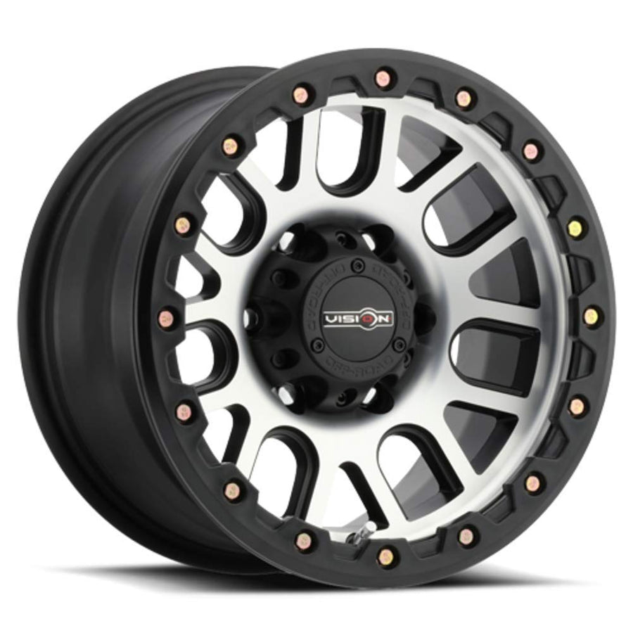 Black VISION OFF-ROAD NEMESIS Wheel with Matte MACHINED FACE (0 x 9. inches /6 x 135 mm, 0 mm Offset)