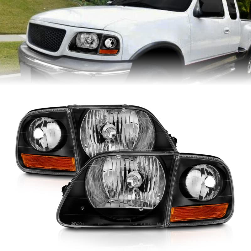 CRYSTAL FORD F-150 HEADLIGHTS BLACK W/PARKING LIGHTS 97-03