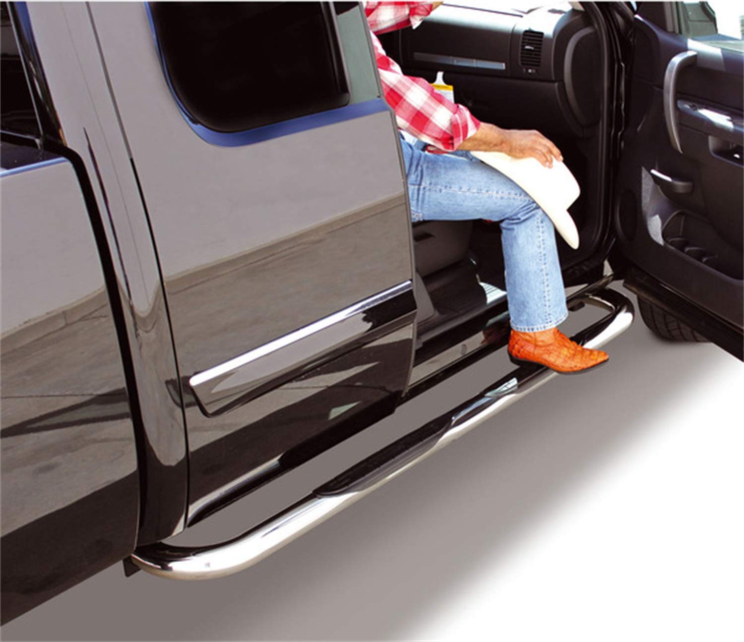 4000 Series Go Rhino SideSteps - Cab Length | Stainless Steel, Polished | 4109PS | Fits 2010-2025 Ram 2500, 3500 Crew Cab Pickup