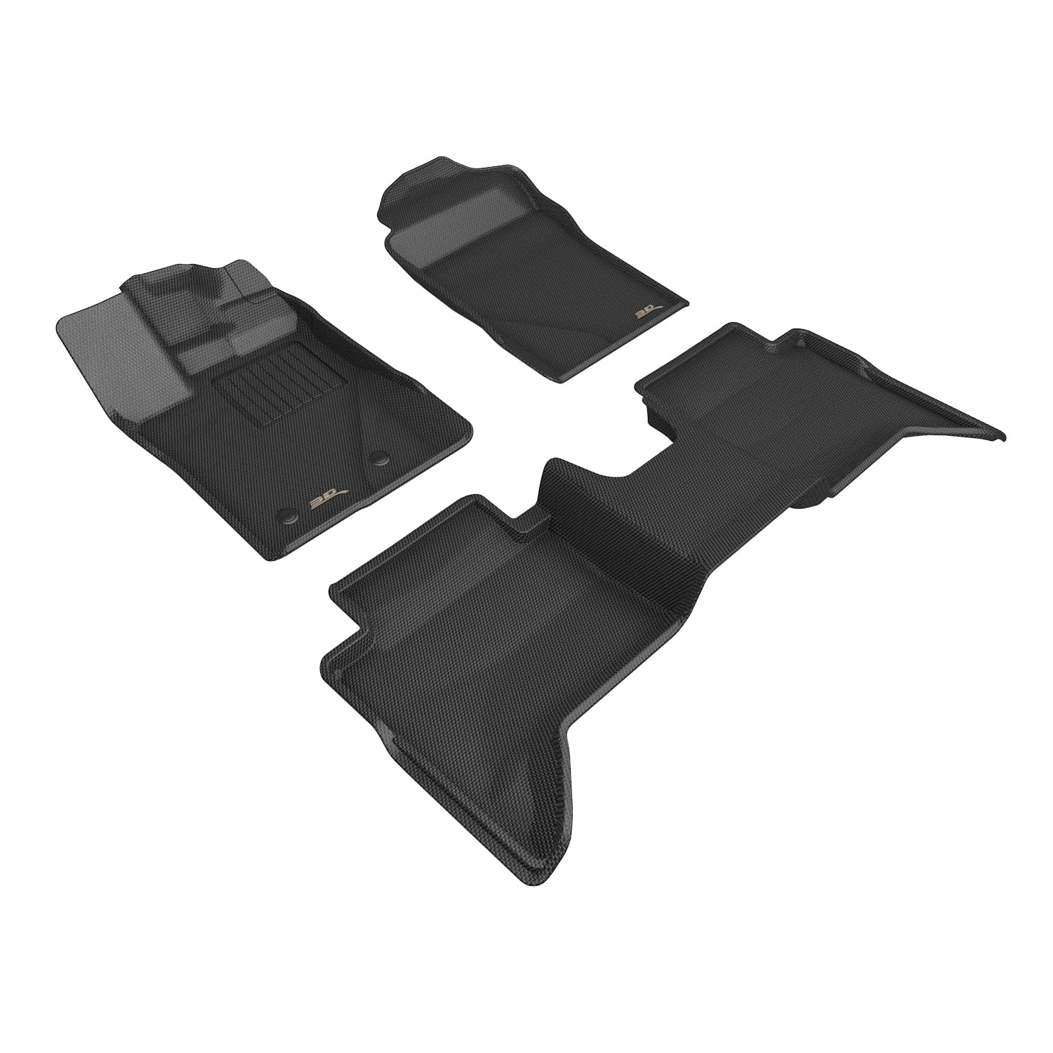 3D MAXpider Kagu Custom Fit Floor Mat (Black) Compatible with Ford Ranger Supercrew 2024-2026 - Full Set