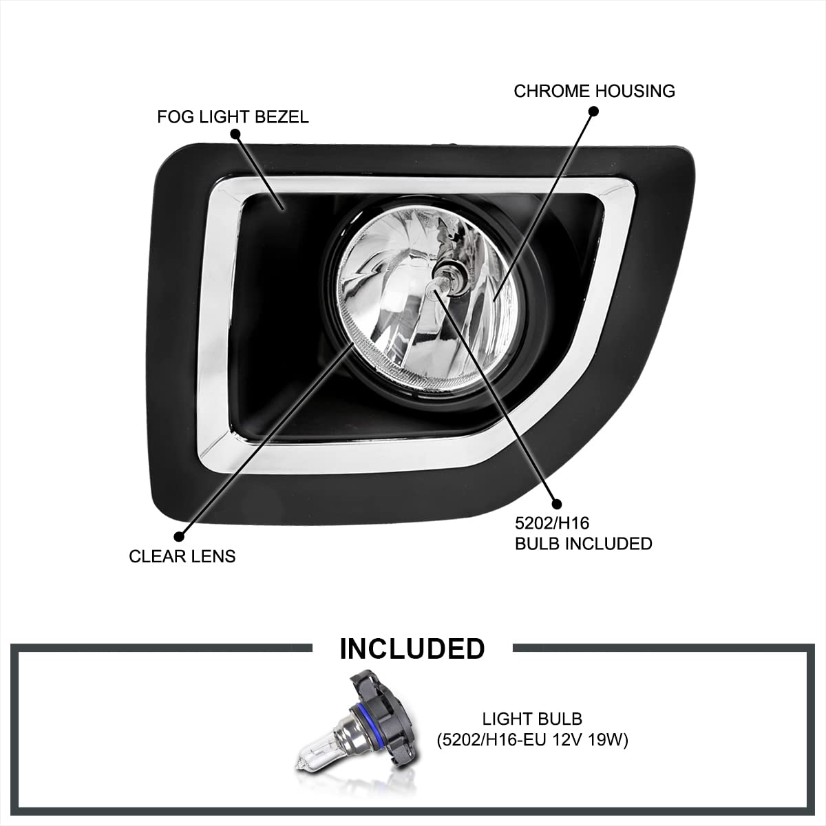 Fog Lights + Bulbs + Switch + Wiring SPEC-D TUNING Compatible with 2015-2018 GMC Sierra 2500HD and 3500HD
