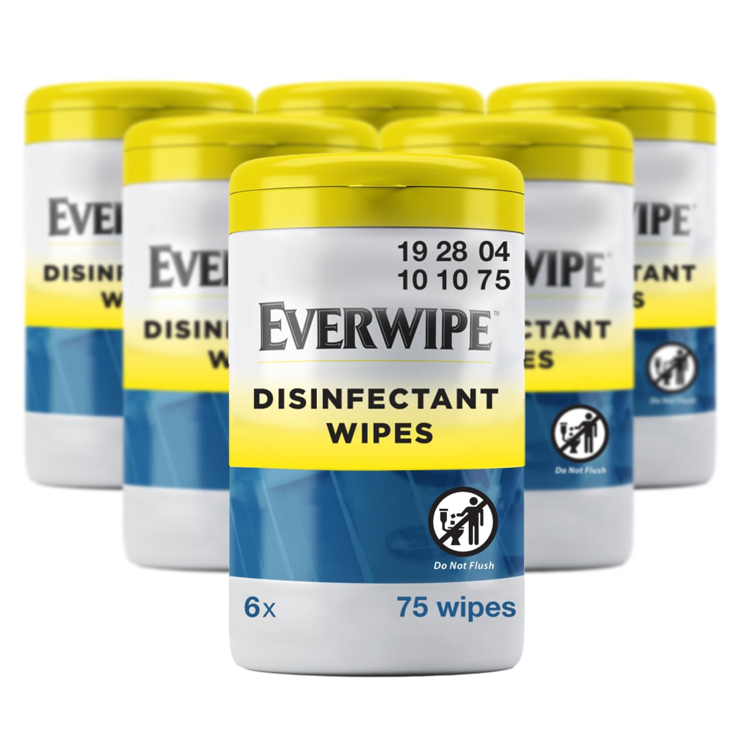 Tork Disinfectant Everwipe Wet Wipe Canister White, Cleans and Deodorizes, 6 x 75 wipes, 192804 (101075)
