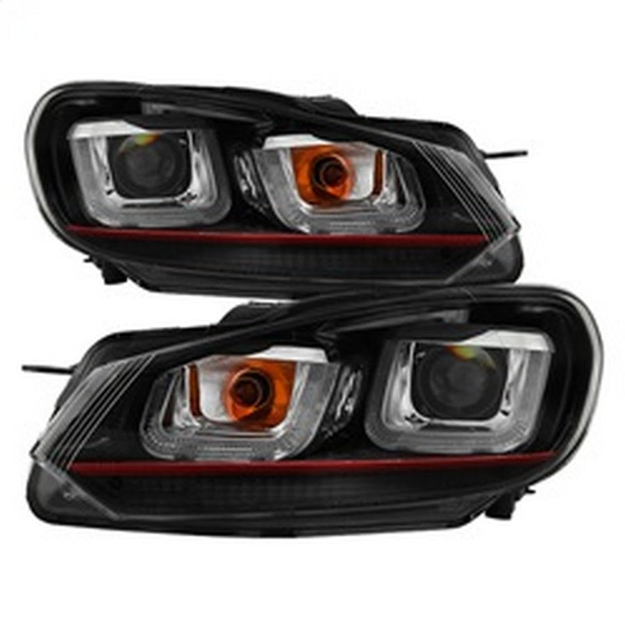 Volkswagen Golf/GTI 10-13 Spyder 5082046 Version 3 Projector Headlights - Halogen Model Only (Not Compatible With Xenon/HID Model) - Dual U DRL - Black