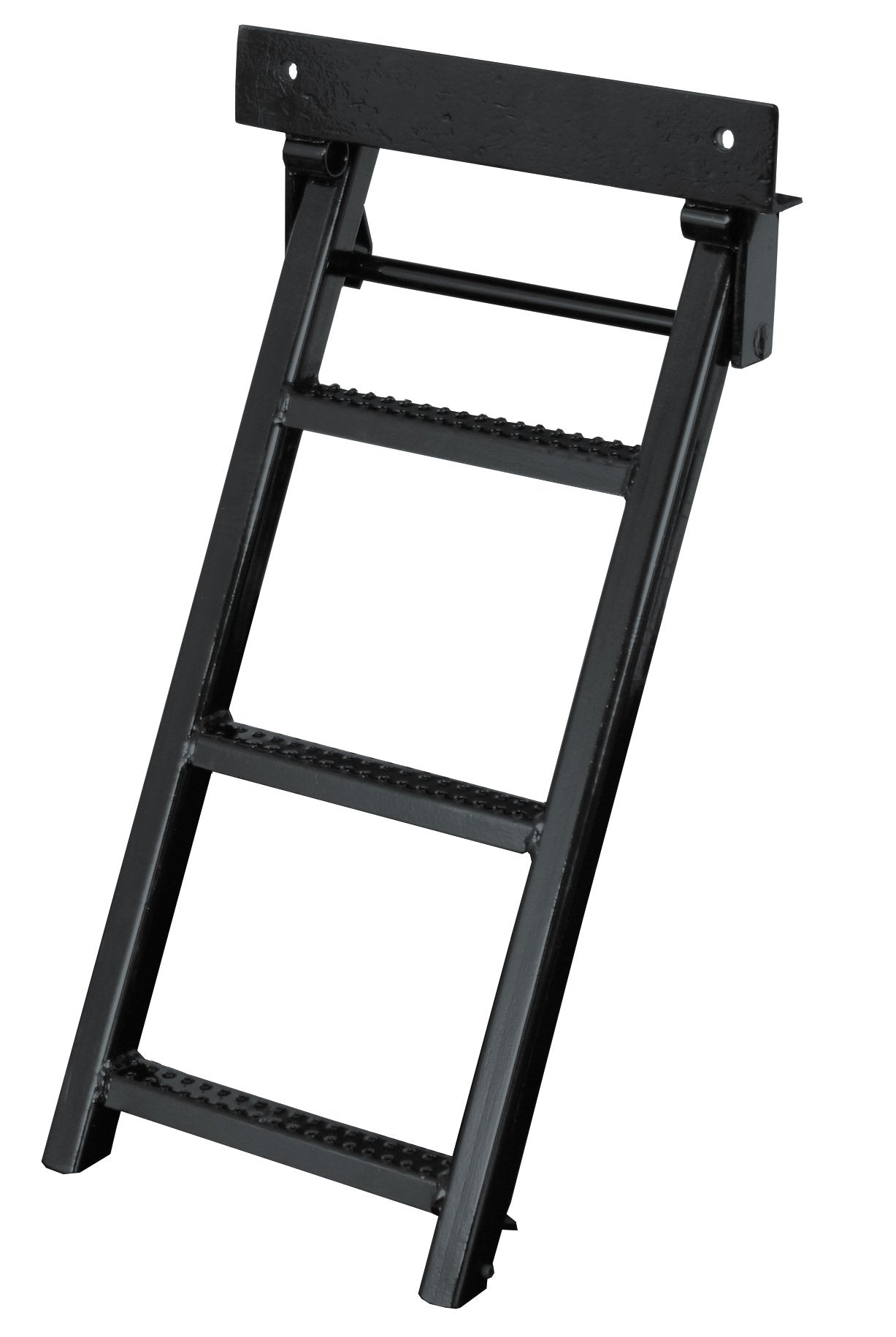 3-Rung Buyers Products RS3 Black Retractable Truck Step, 17.38 x 35 Inch, Non-Slip Treads, 14 Inch Bolt Center, L-Shaped Bracket, Folds Away, 500 lb Capacity, Easy Install