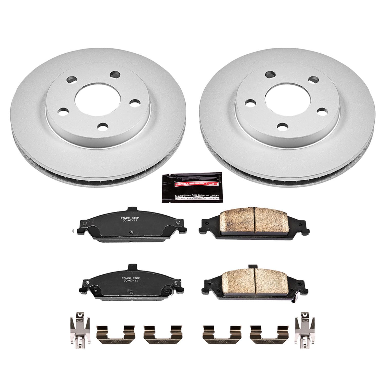 Power Stop CRK1551 Brake Rotor Coated & Ceramic Brake Pads- front For Chevrolet Classic, Chevrolet Malibu, Oldsmobile Alero, Oldsmobile Cutlass, Pontiac Grand Am [Model Specific]