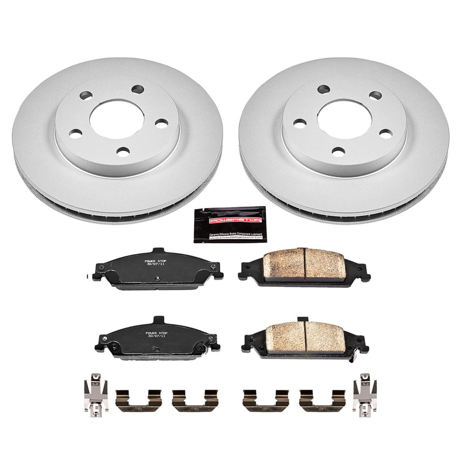 Power Stop CRK1551 Brake Rotor Coated & Ceramic Brake Pads- front For Chevrolet Classic, Chevrolet Malibu, Oldsmobile Alero, Oldsmobile Cutlass, Pontiac Grand Am [Model Specific]