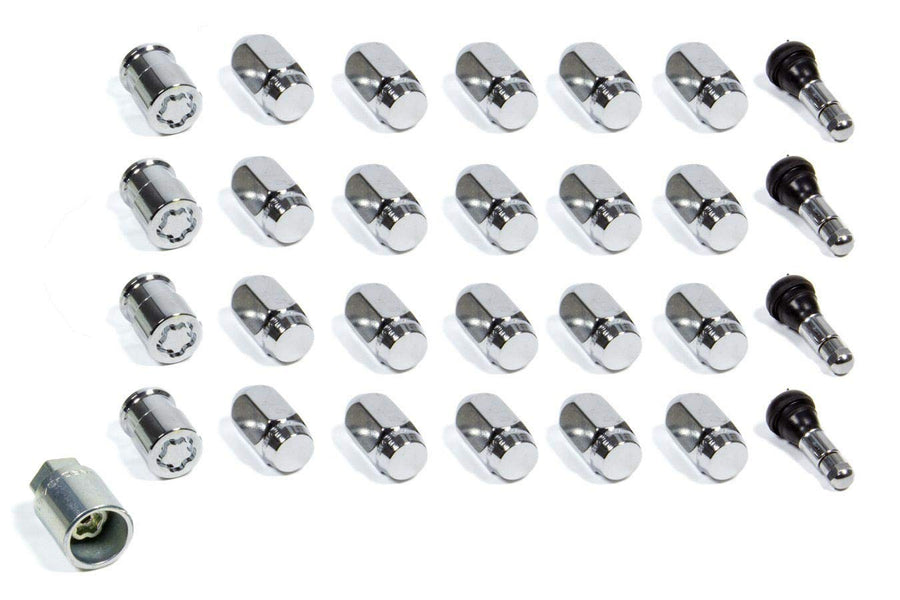 Chrome Cone Seat McGard Wheel Installation Kit (M12 x 1.5 Thread Size) - for 6 Lug Wheels,20 Lug Nuts / 4 Locks / 1 Key / 1 Storage Pouch
