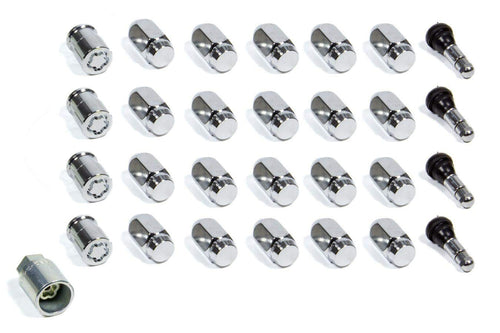 Chrome Cone Seat McGard Wheel Installation Kit (M12 x 1.5 Thread Size) - for 6 Lug Wheels,20 Lug Nuts / 4 Locks / 1 Key / 1 Storage Pouch