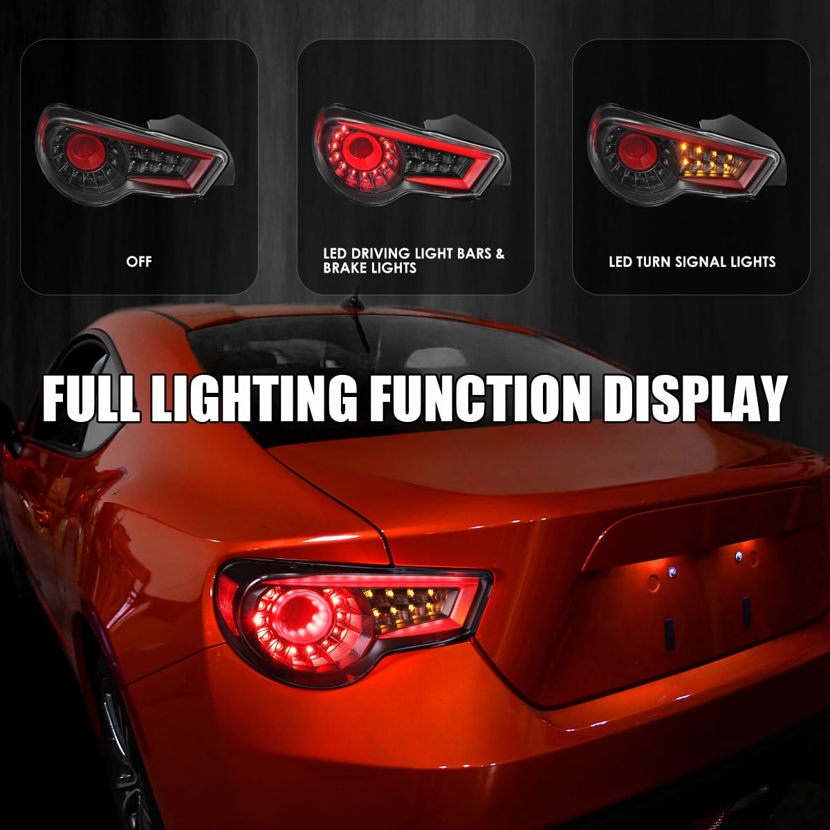 Black LED Tail Lights SPEC-D TUNING Compatible with 2013-2016 Scion FR-S, 2013-2016 Subaru BRZ, Left + Right Pair Assembly