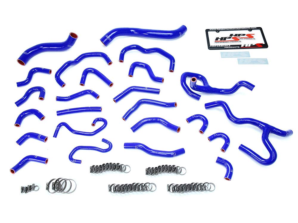 Silicone Radiator + Heater Hose Kit HPS 57-1670-BLUE Coolant