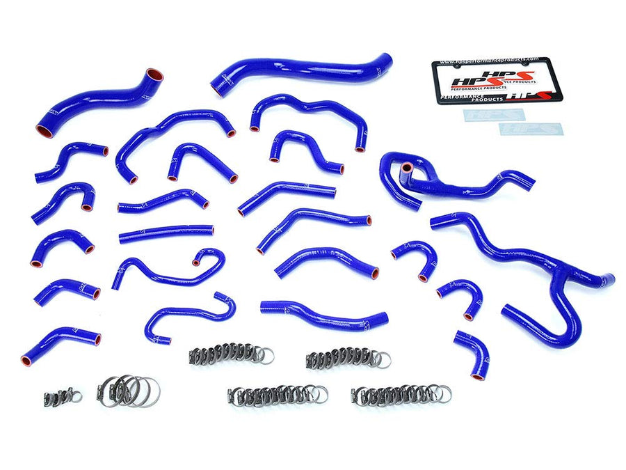 Silicone Radiator + Heater Hose Kit HPS 57-1670-BLUE Coolant
