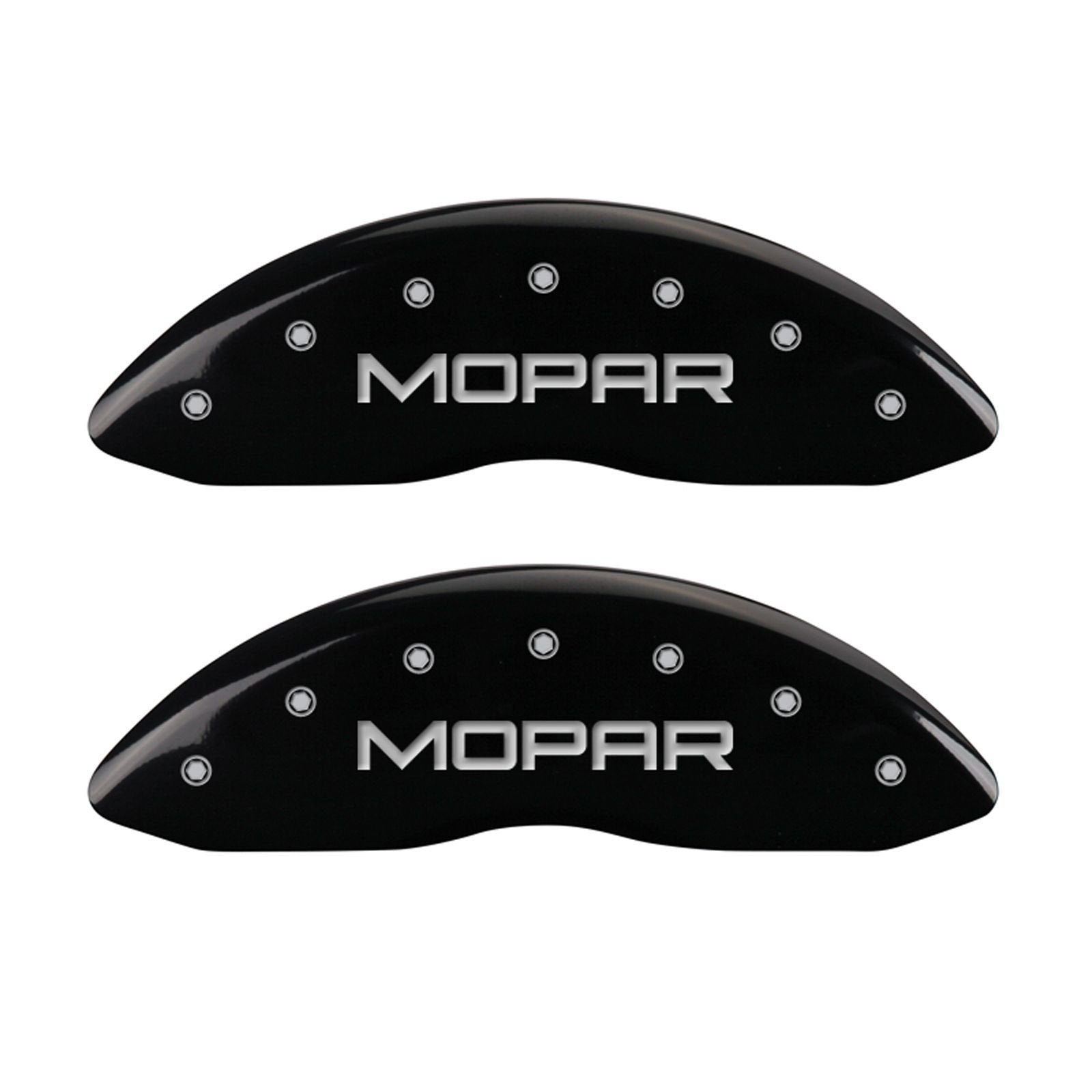 MGP Caliper Covers 'MOPAR' 42002SMOPBK Engraved Caliper Cover with Black Powder Coat Finish and Silver Characters, (Set of 4)