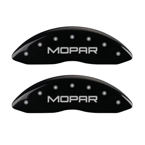MGP Caliper Covers 'MOPAR' 42002SMOPBK Engraved Caliper Cover with Black Powder Coat Finish and Silver Characters, (Set of 4)