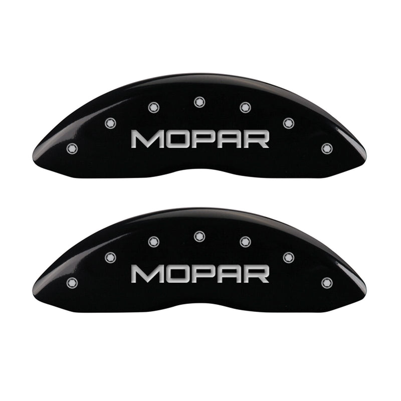 MGP Caliper Covers 'MOPAR' 42002SMOPBK Engraved Caliper Cover with Black Powder Coat Finish and Silver Characters, (Set of 4)