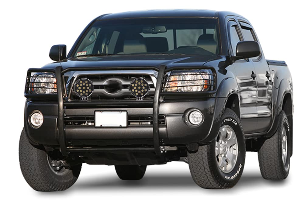 Bumper Guard Black Horse Grille brush Modular Come With pair of 7.0"Dia.LED Lights with Trim Rings Compatible with 2005-2015 Toyota Tacoma-17A096400MA-PLB