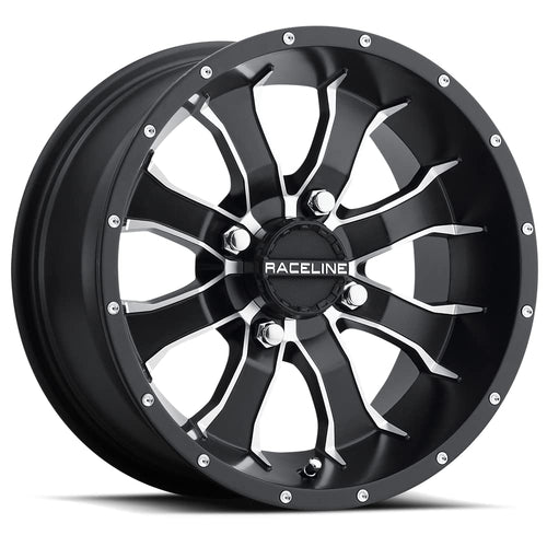 Raceline A77 Wheels MAMBA UTV/ATV Wheel Black Machined Finish 12x7" 4x156", 5 mm offset/(4.2"B/S)