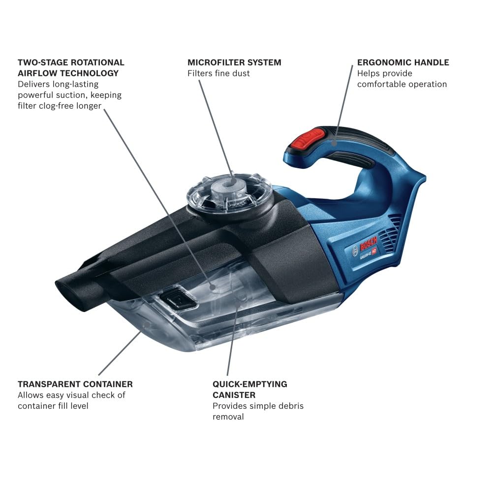 18V Bosch GAS18V-02N Handheld Vacuum Cleaner, Battery Not Included