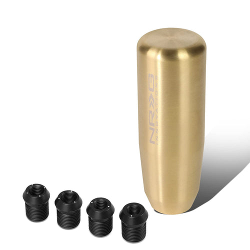 NRG Innovations Shift Knob NRG-SK-450CG Tapered Cylinder Style Lever Stick Shifter Handle Billet Metal Anodized for M10 X 1.25, M10 X 1.5, M12 X 1.25, M12 X 1.5 Thread Pattern Shifter, Chrome Gold