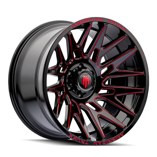 AT1919 American Truxx Evolution 22x12 6x135-44mm Black/Red Wheel Rim 22" Inch