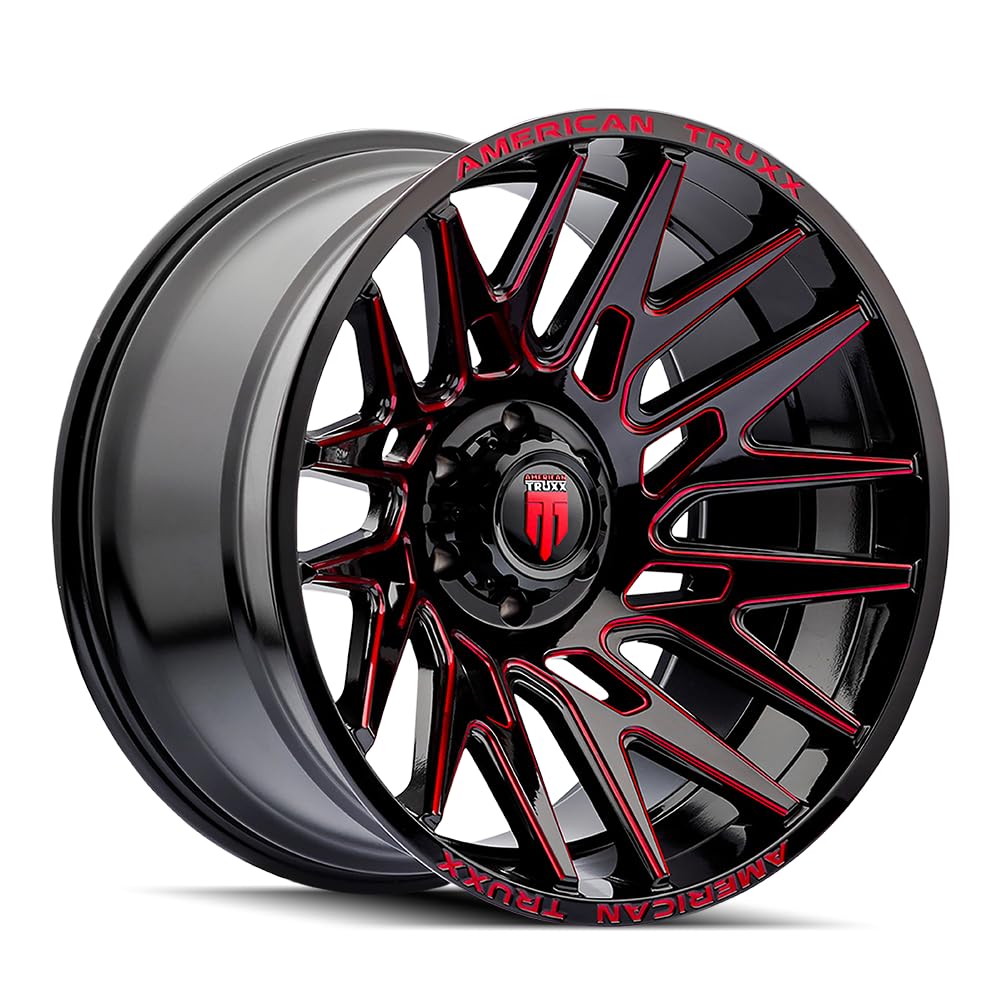 AT1919 American Truxx Evolution 22x12 8x180-44mm Black/Red Wheel Rim 22" Inch