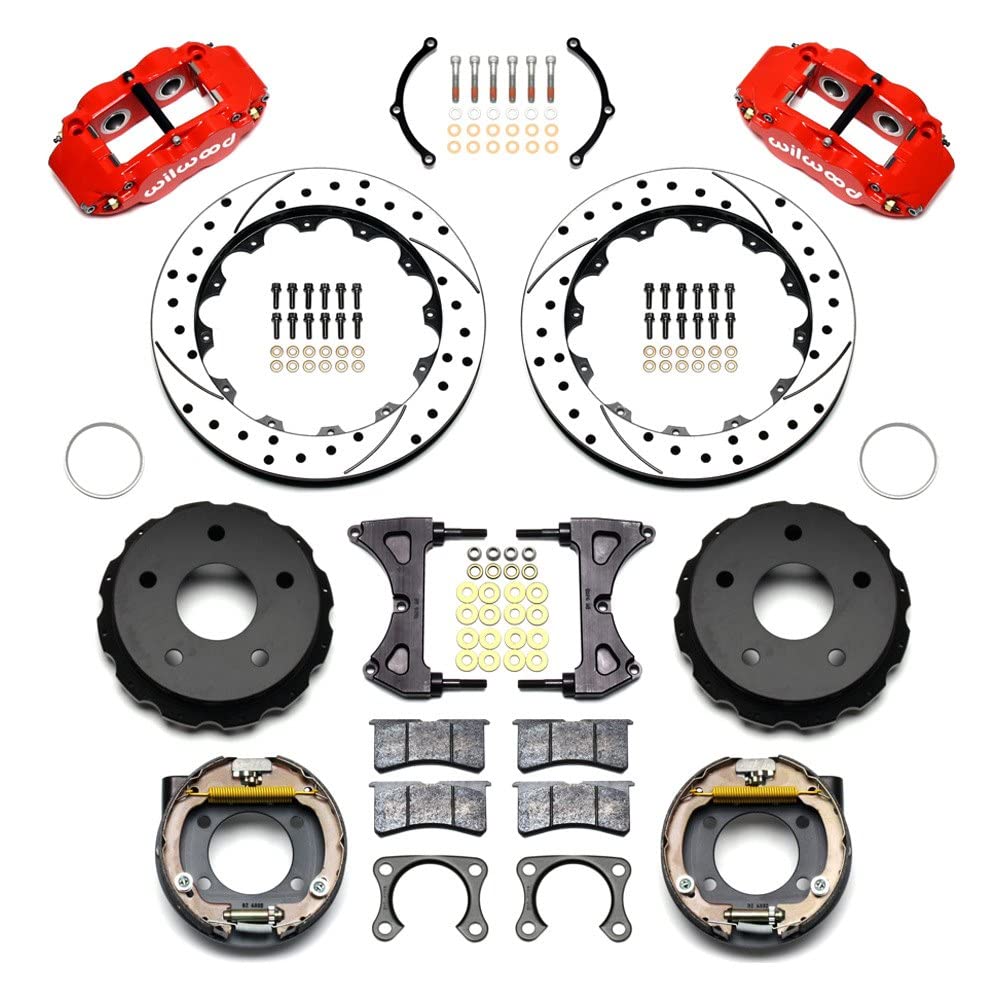 Rear P-Brk Kit, FNSL4R, 12.88", Drilled, Red