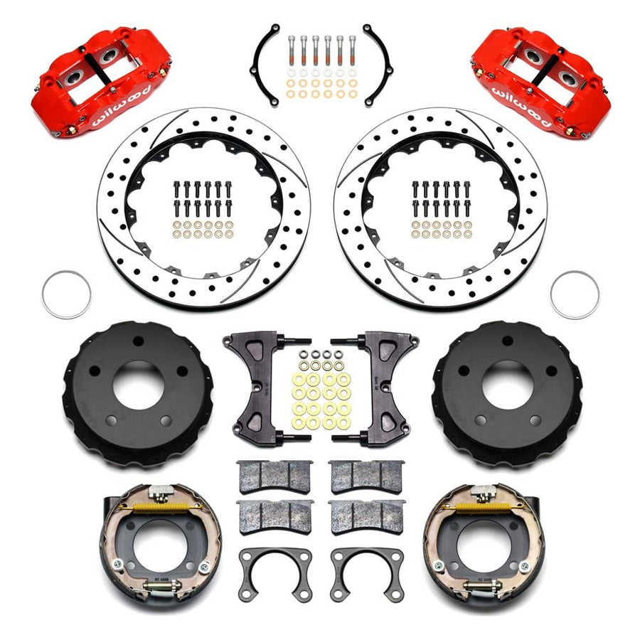 Rear P-Brk Kit, FNSL4R, 12.88", Drilled, Red