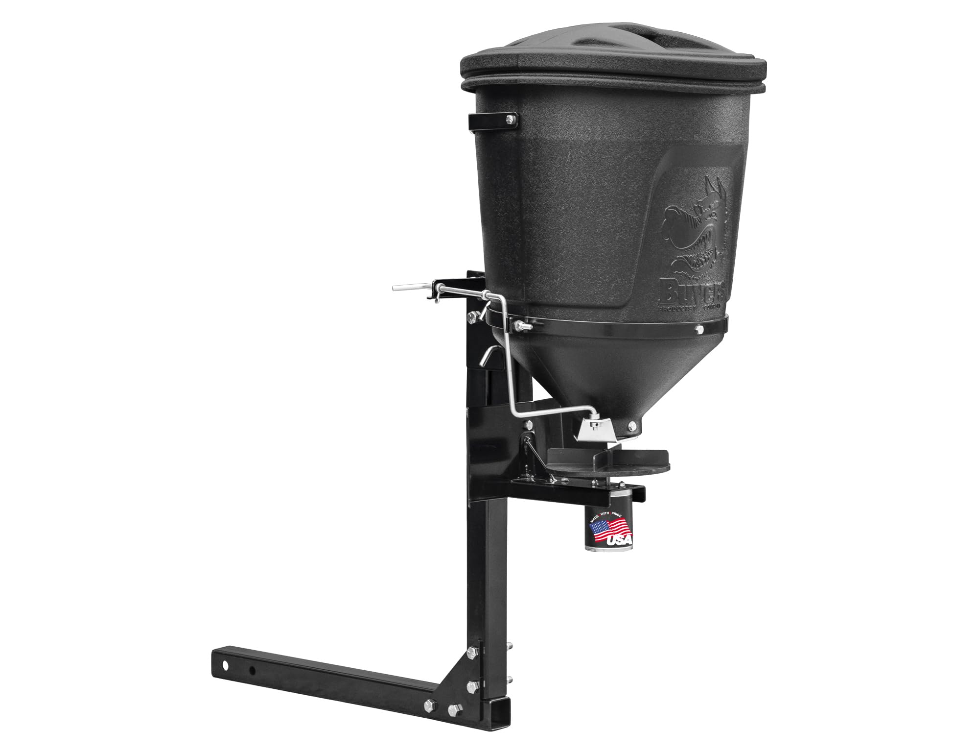 UTV Broadcast Spreader Buyers Products UTVS16 For Salt, Grass Seed, Fertilizer, Deer Feeder Seed and More, 150 lb. Capacity with Lid, UTV All Season Spreader