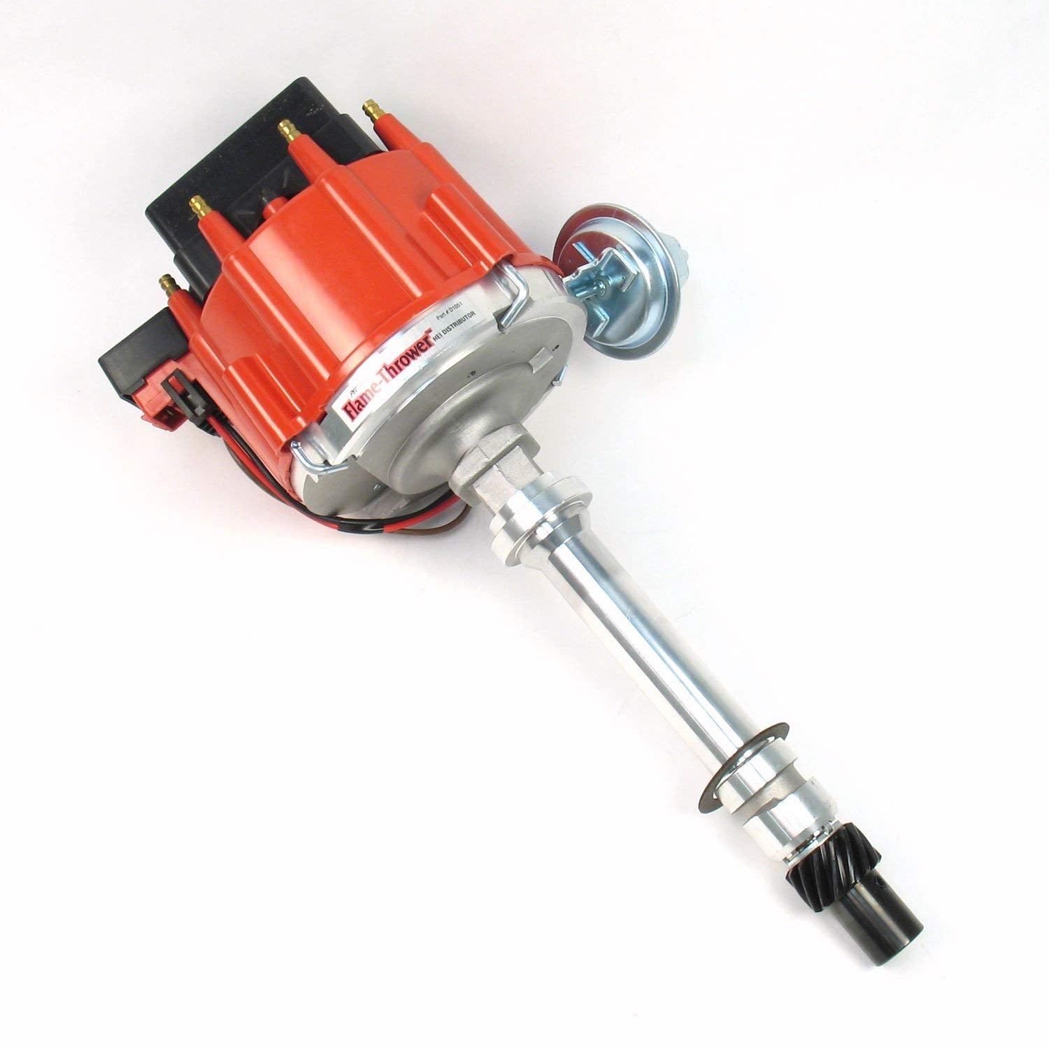 Pertronix Flame-Thrower D1051 Distributor HEI Red Cap Machined Housing for Chevrolet Small Block/Big Block