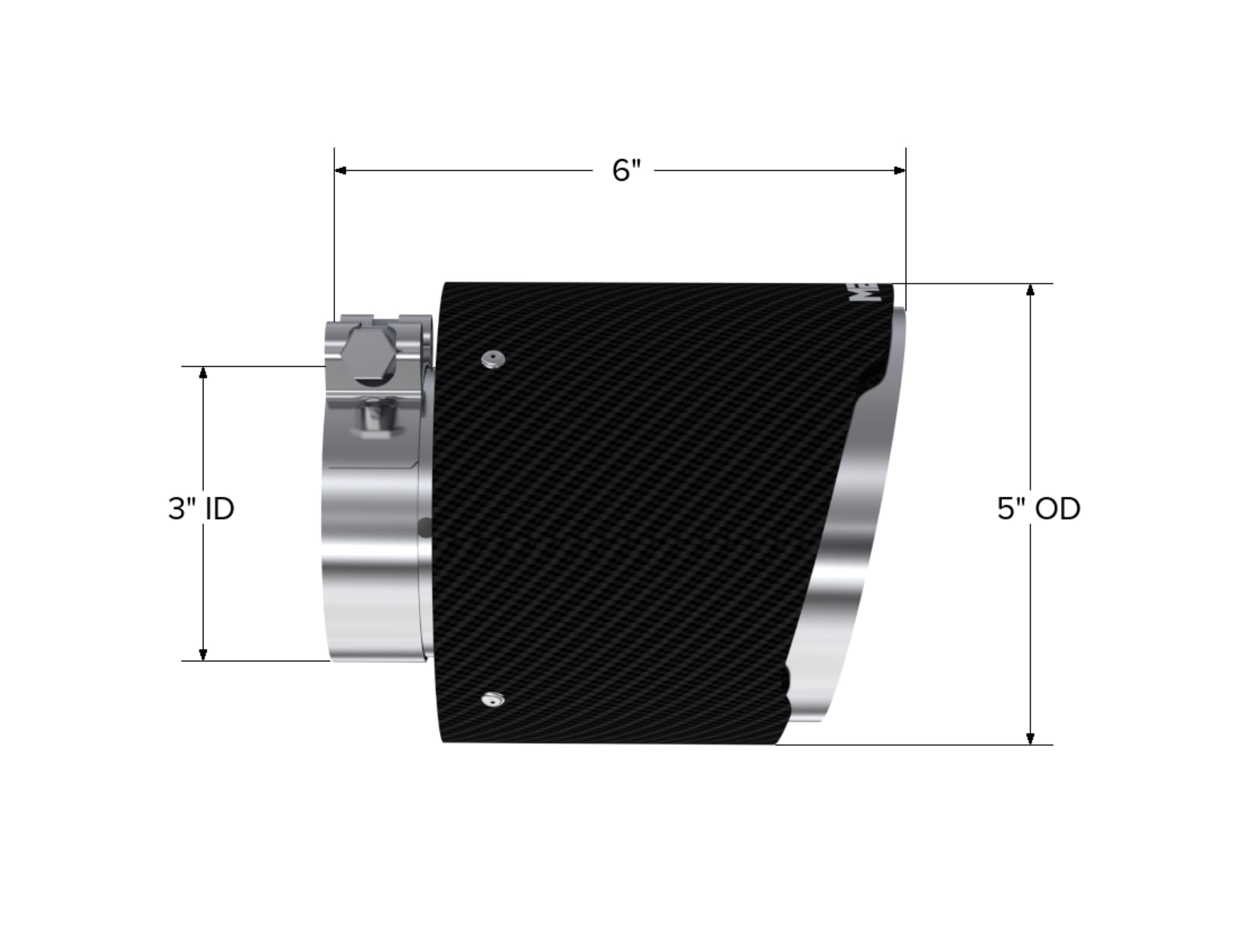 Carbon Fiber MBRP Tip, 3in. ID./5in. OD./ 6.13in L. Angle Cut Dual Wall