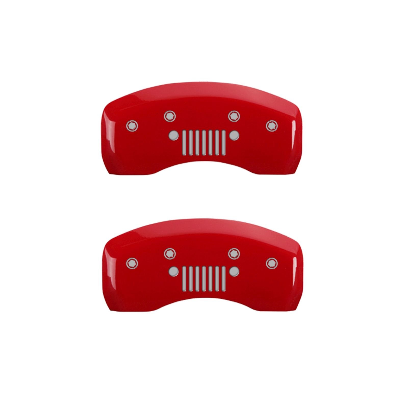 MGP Caliper Covers 'JEEP-EngravedRear' 42003SJPLRD Red Powder Coat Finish Engraved Caliper Cover with Silver Characters, (Set of 4)
