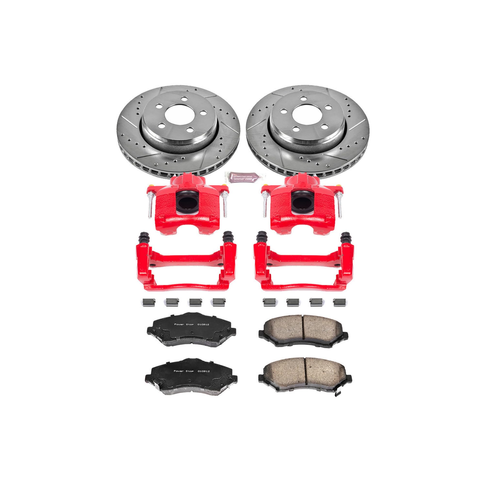 Power Stop Z23 Evolution Sport KC1631 1-Click Brake Kit with Powder Coated Calipers (Brake Pads | Drilled/Slotted Rotors) For Dodge Nitro 2007-2011 | Jeep Liberty 2008-2012 [Vehicle Specific]