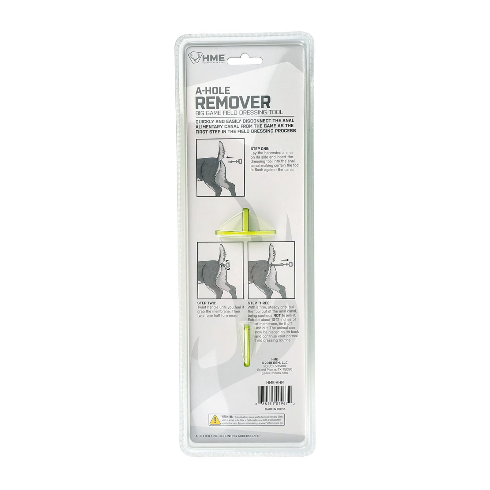 HME A-Hole Remover with Grip Wide Open Handle | Durable Easy-to-Use Effective Big Game Field Dressing Tool for Deer, Bear & Hogs