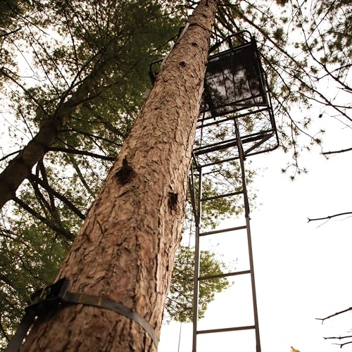 Relax 2-Man LS Ladder Stand, Rivers Edge, 16’10” Height, Lockdown Strapping System, Large Platform, TearTuff Mesh Seat, Flip-Back Shooting Rail, RE673