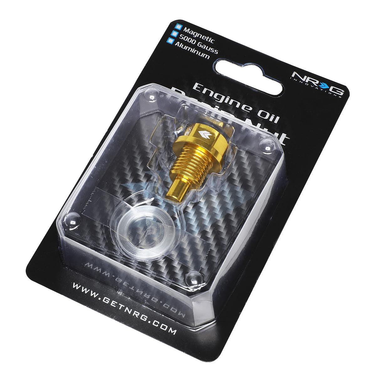 Magnetic Oil Drain Plug NRG Innovations, M14 X 1.5 Thread Size Engine Oil Drain Nut w/Washer, Gold, T-6061 Aluminum w/Stainless Steel Internal Magnet, NRG-NOP-100GD