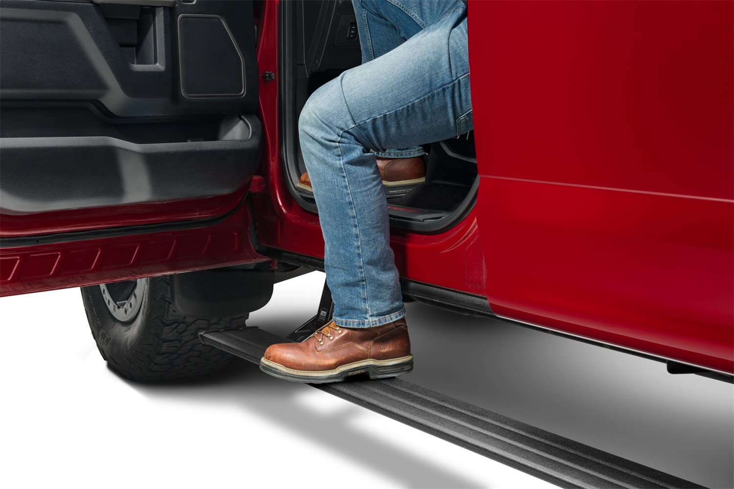 AMP Research RealTruck PowerStep Smart Series | Fits 2022 - 2024 Ford F-150 Lightning | 86252-01A | Rust Proof Aluminum Retractable Electric Steps with LED Step Lights