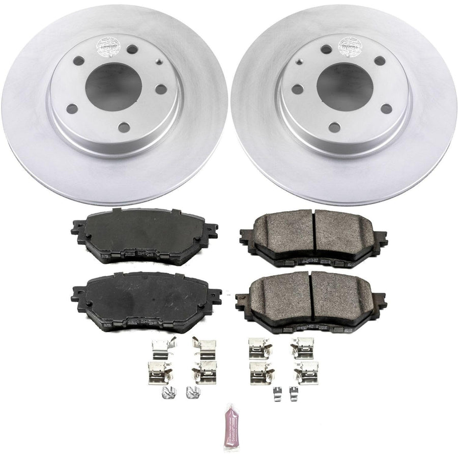Power Stop Coated Brake Rotor and Ceramic Brake Pads CRK6975- Front For Mazda 3 2014-2016 [Model Specific]