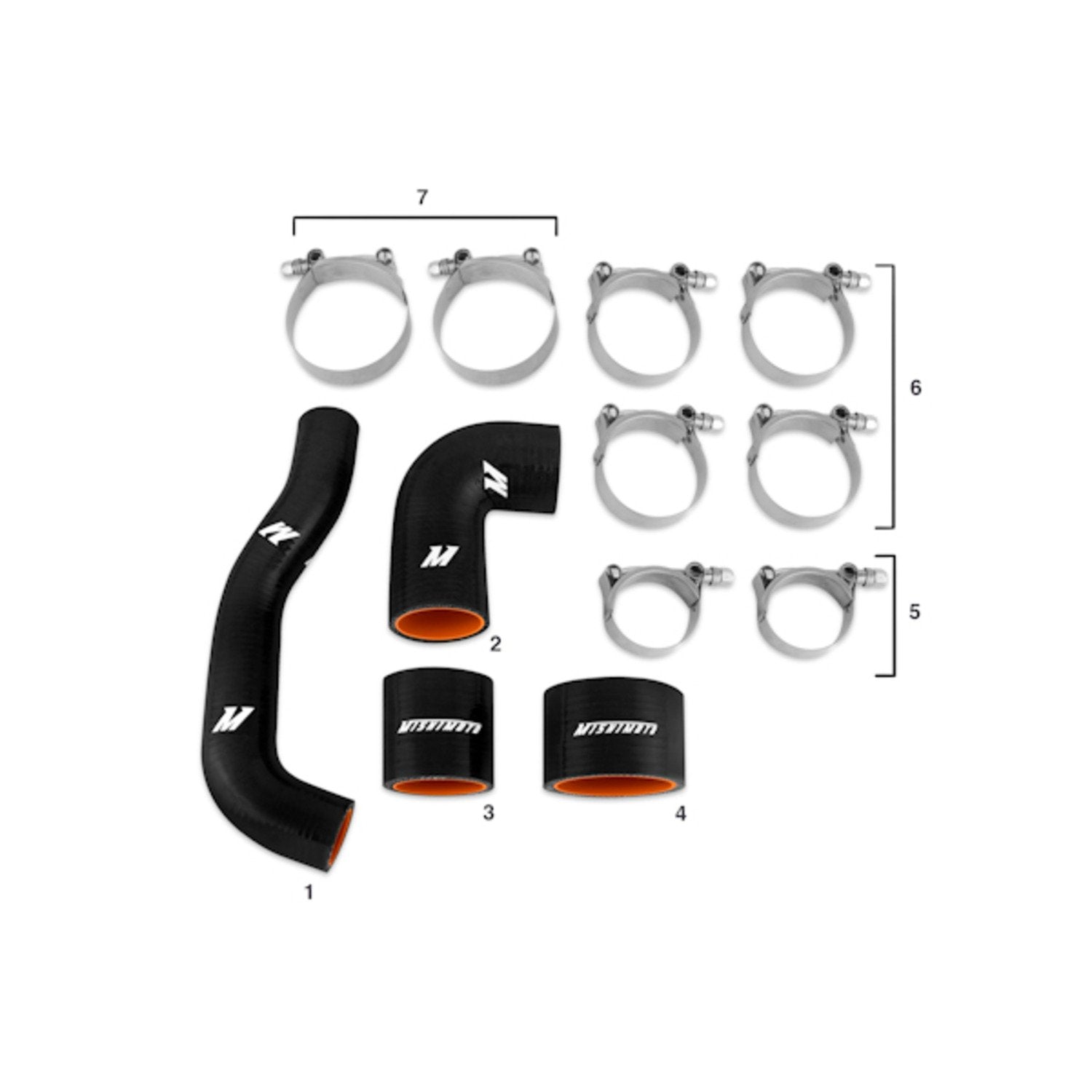 Mishimoto Silicone Intercooler Hoses MMHOSE-SUB-INT4BK Fits Subaru WRX/STI 2004-2007 Black
