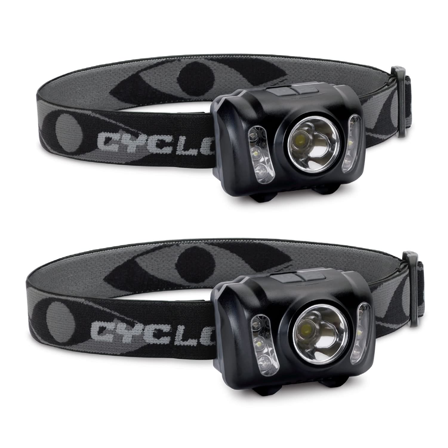 210 Lumen CYCLOPS Headlamp, Tactical Durable Lightweight Compact Adjustable Stretch Headband Bright 3 Color LED Headlight, AAA Batteries Included, Pack of 2
