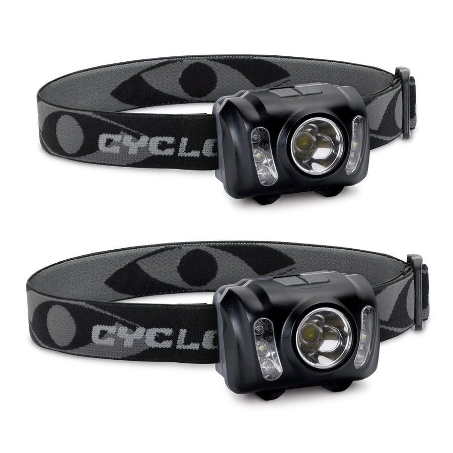 210 Lumen CYCLOPS Headlamp, Tactical Durable Lightweight Compact Adjustable Stretch Headband Bright 3 Color LED Headlight, AAA Batteries Included, Pack of 2