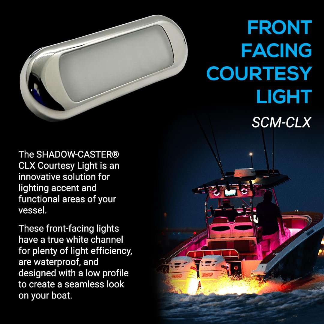 Front Facing shadow-caster Courtesy Light - Above Water Boat Light - Full Color (RGBW) - Stainless Steel Housing - Waterproof