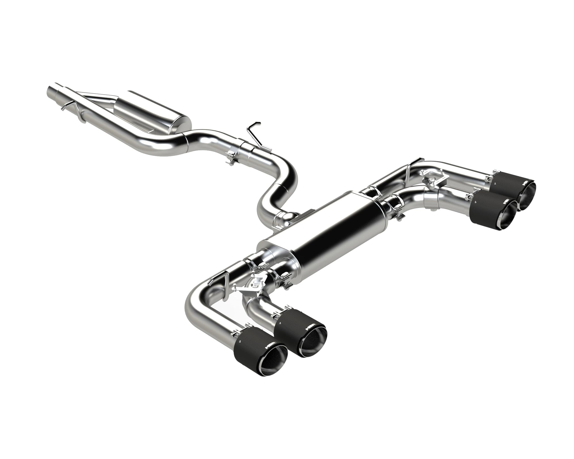 MBRP Exhaust 3in. S46133CF Cat-Back. 2.5in. Quad Split Rear Exit. Active. T304. CF Tips