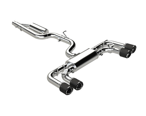 MBRP Exhaust 3in. S46133CF Cat-Back. 2.5in. Quad Split Rear Exit. Active. T304. CF Tips