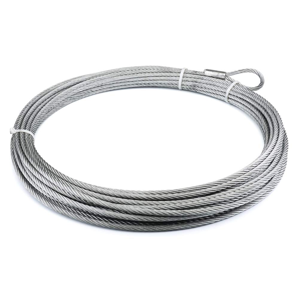 Galvanized Steel Cable Wire Rope with Hook, WARN 15667 Winch Accessory, 3/8" Diameter x 100' Length