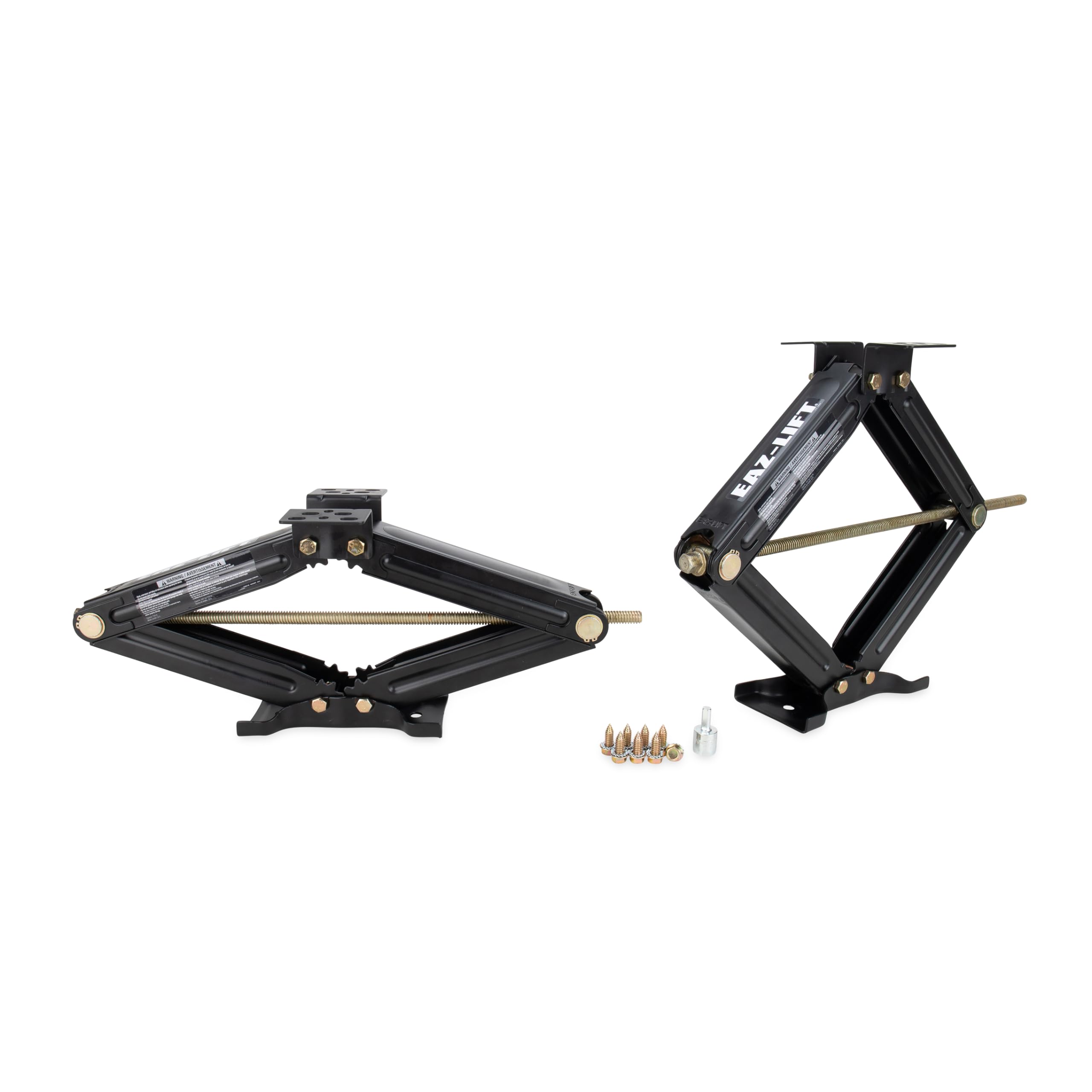 Camco 24-inch EAZ-Lift Stabilizing RV Scissor Jacks - Features a 7,500 lb Load Capacity - Heavy-Duty Steel Construction - Set of 2 (48830)