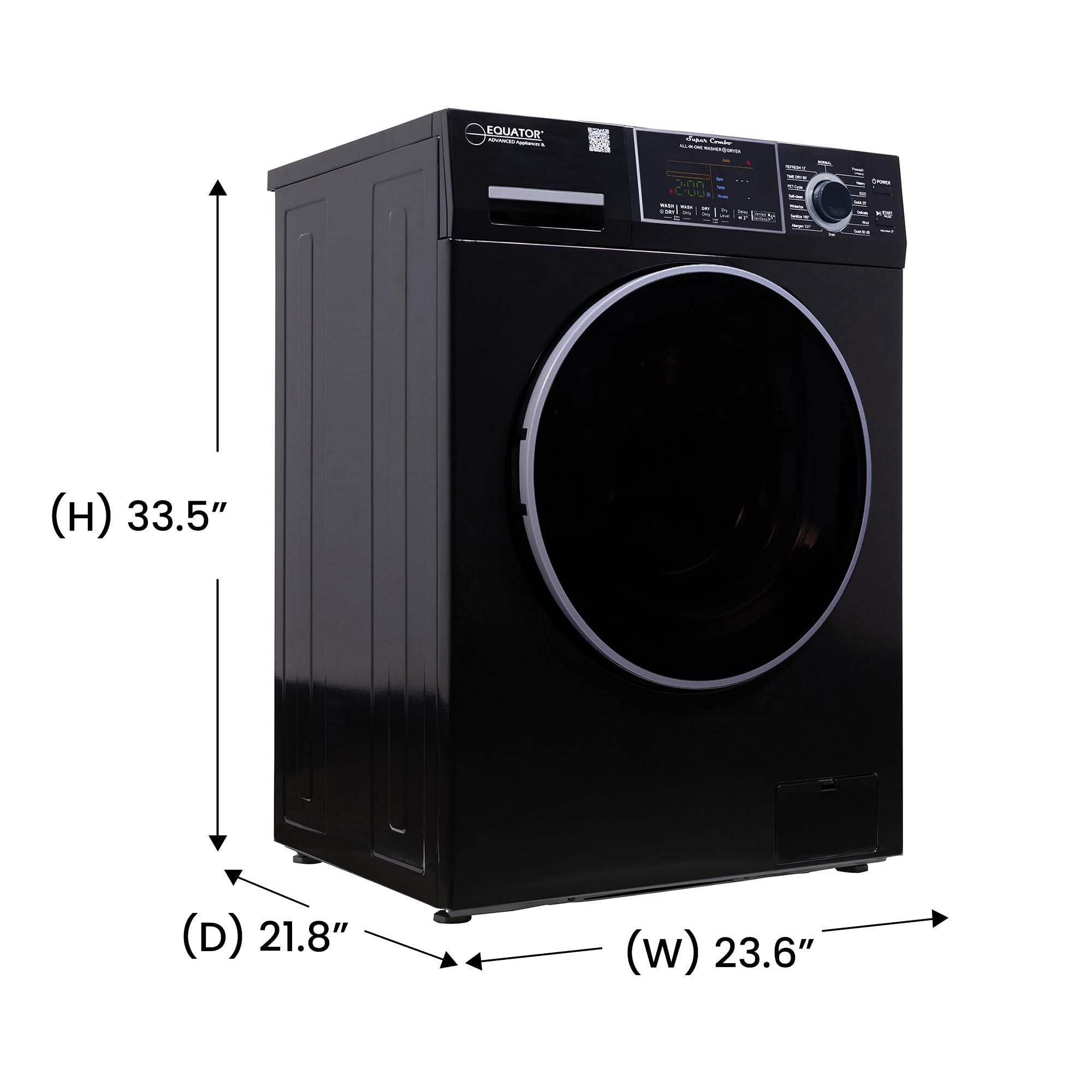 Equator Washer Dryer All-in-One VENTLESS/VENTED PET cycle 1.62cf/15lbs 110V