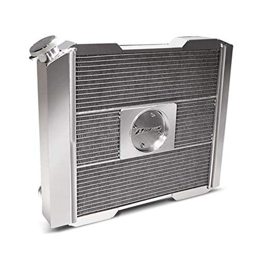 Slim-Fit PFM Radiator, Universal Series, 21-13/32 in W x 18-1/2 in H x 4 in D, Single Pass, Driver Side Inlet, Passenger Side Outlet, Aluminum, Natural, Manual Transmission, Each