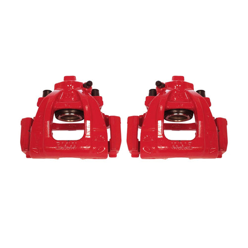 Power Stop S2776 Front Pair of High-Temp Red Powder Coated Calipers For Mini Cooper 2002-2006, Mini Cooper 2008 [Model Specific]