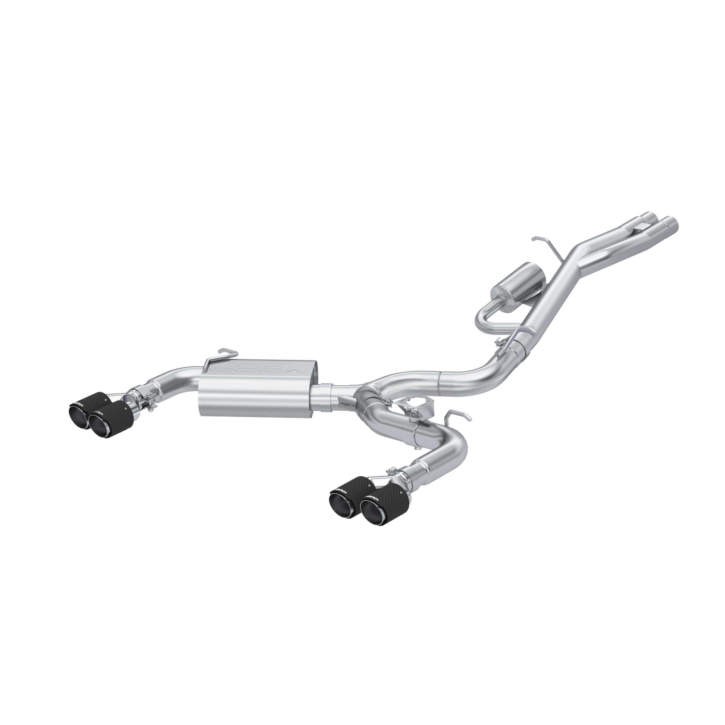 3" MBRP T304 Stainless Steel, Cat-Back, Dual Split Rear with Carbon Fiber Tips, Active