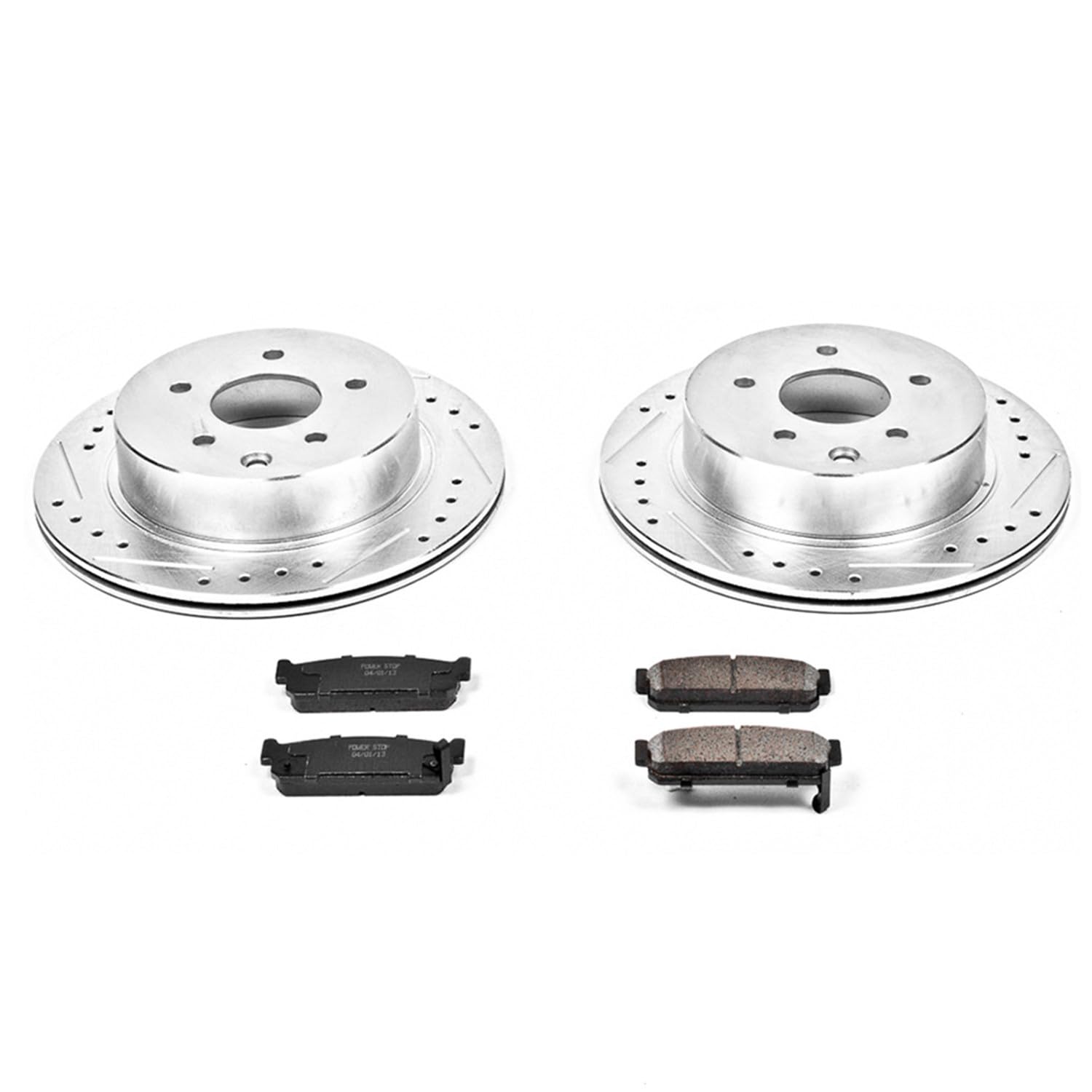 Power Stop K1165 Z23 Carbon Fiber Brake Pads with Drilled & Slotted Brake Rotors Kit For INFINITI J30 1993-1997, INFINITI Q45 1997-2001 [Model Specific]